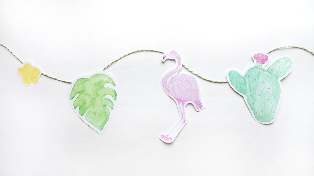 Free downloadable printable - Summer cactus tropical fruit and flamingo