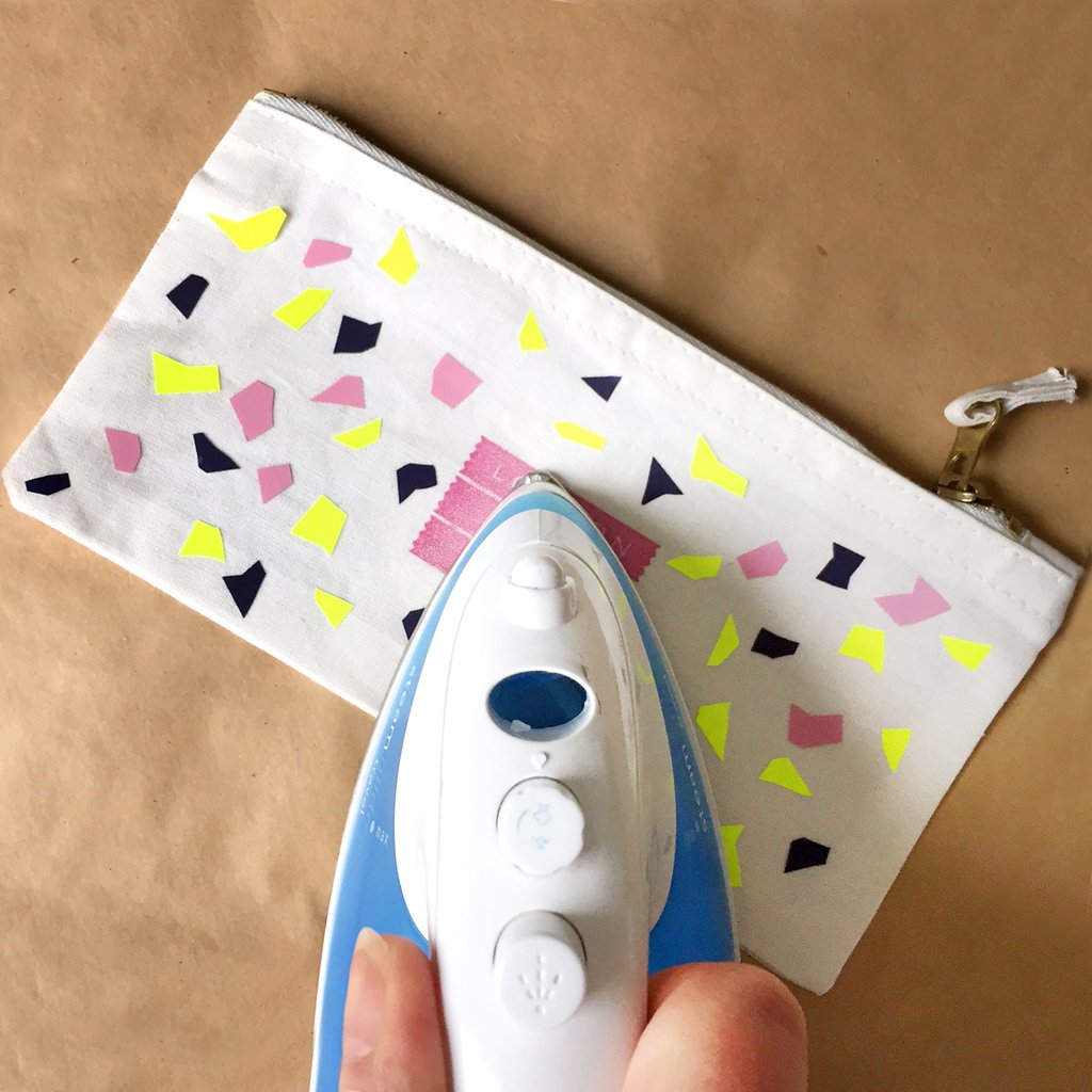 Terazzo fabric hack for craft DIY afternoons - make a terazzo pattern purse 