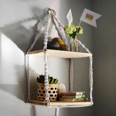 Make A Stunning  Set of Macrame Hanging Shelves